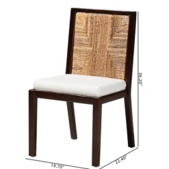 Dining Chairs-Kirkland's Home Abaca And Mahogany Armless Dining Chair Brown/Tan/Ivory