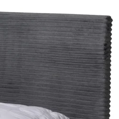 Beds & Headboards-Kirkland's Home Abba Velvet Ribbed Queen Bed Frame Gray