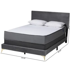 Beds & Headboards-Kirkland's Home Abba Velvet Ribbed Queen Bed Frame Gray