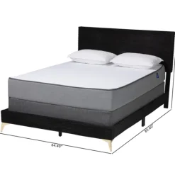 Beds & Headboards-Kirkland's Home Abba Velvet Ribbed Queen Bed Frame Black