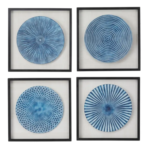 Wall Plaques-Kirkland's Home Abstract Coastal 4-Pc. Framed Print Set Blue