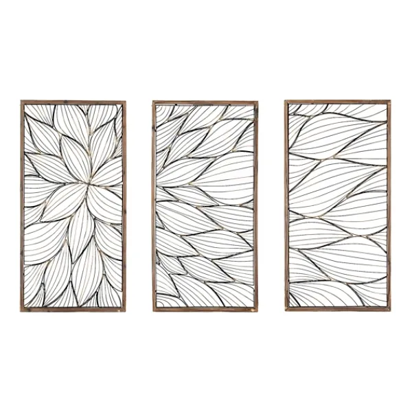 Wall Plaques-Kirkland's Home Abstract Floral Panel Plaques, Set Of 3 Brown
