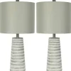Table Lamps-Kirkland's Home Abstract Gray Ribbed Stripes Table Lamps, Set Of 2 White