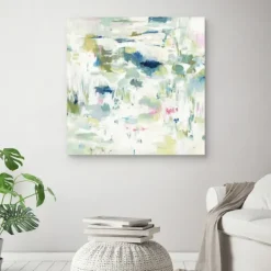 Canvas Art-Kirkland's Home Abstract Reflections Canvas Art Print, 35X35 In. White/Green/Blue