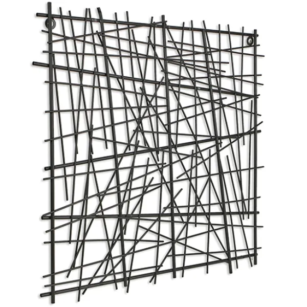 Wall Plaques-Kirkland's Home Abstract Square Metal Wall Plaque Black