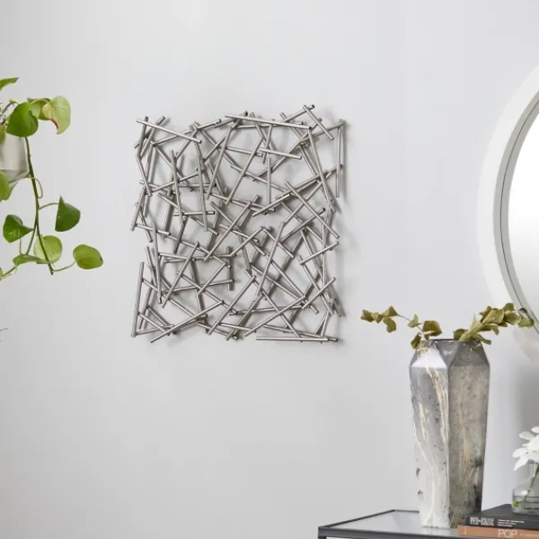 Wall Plaques-Kirkland's Home Abstract Tubes Spill Wall Plaque Silver