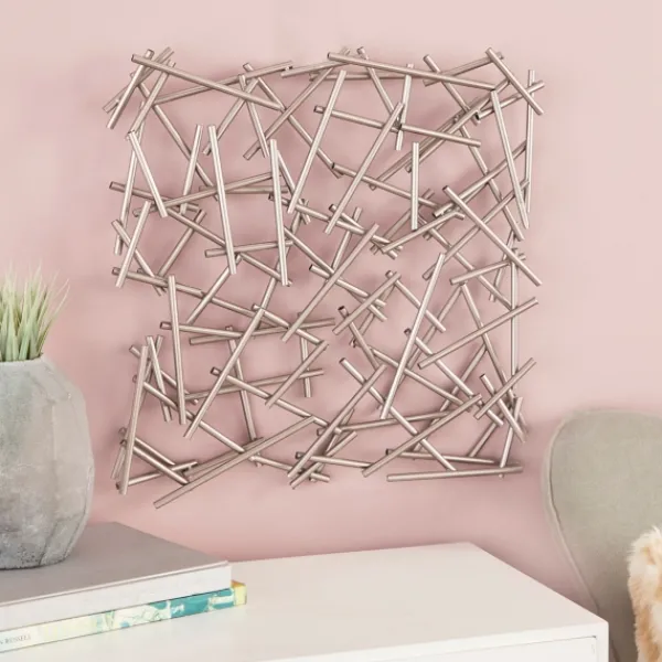Wall Plaques-Kirkland's Home Abstract Tubes Spill Wall Plaque Silver