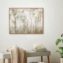 Canvas Art-Kirkland's Home Abstract Woodland Forest Framed Canvas Art Print Gray/White
