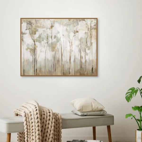 Canvas Art-Kirkland's Home Abstract Woodland Forest Framed Canvas Art Print Gray/White