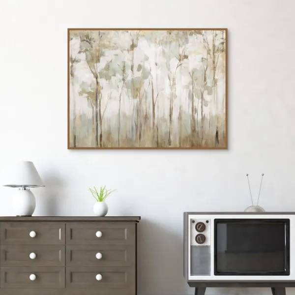 Canvas Art-Kirkland's Home Abstract Woodland Forest Framed Canvas Art Print Gray/White