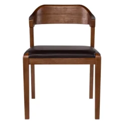 Dining Chairs-Kirkland's Home Acacia Wood And Faux Leather Dining Chair Black