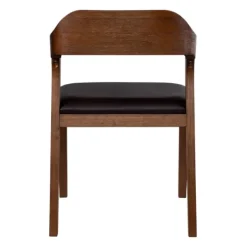 Dining Chairs-Kirkland's Home Acacia Wood And Faux Leather Dining Chair Black