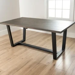 Dining Tables-Kirkland's Home Acacia Wood And Metal Industrial Dining Table Brown/Black