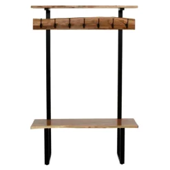 Entryway Furniture-Kirkland's Home Acacia Wood Modern Storage Hooks Hall Tree