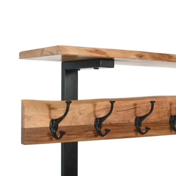 Entryway Furniture-Kirkland's Home Acacia Wood Modern Storage Hooks Hall Tree