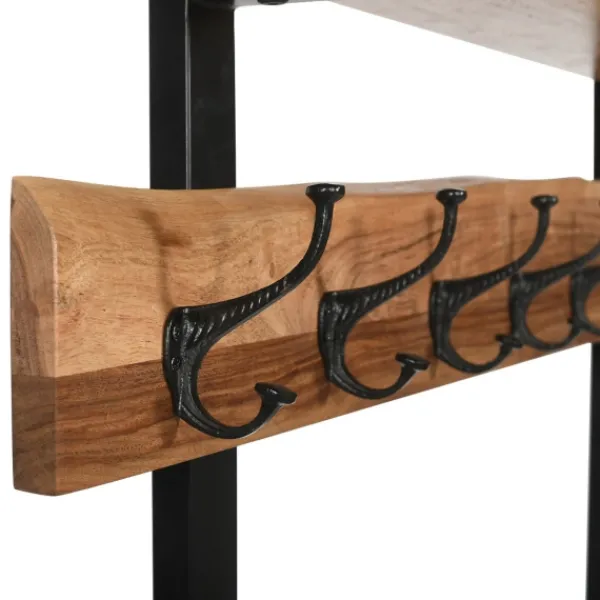 Entryway Furniture-Kirkland's Home Acacia Wood Modern Storage Hooks Hall Tree