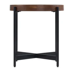 Accent & End Tables-Kirkland's Home Acacia Wood Round Tray Top Side Table Brown