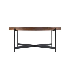 Coffee Tables-Kirkland's Home Acacia Wood Round Tray Top Coffee Table Brown