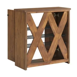 Entryway Furniture-Kirkland's Home Acacia Wood X Back Storage Shoe Cubbie Black/Brown