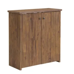 Entryway Furniture-Kirkland's Home Acacia Wood X Back Storage Shoe Cubbie Black/Brown
