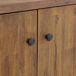 Entryway Furniture-Kirkland's Home Acacia Wood X Back Storage Shoe Cubbie Black/Brown