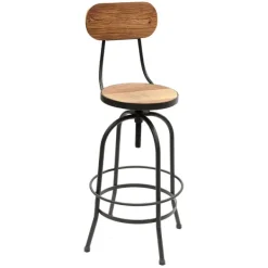 Bar Stools & Counter Height Stools-Kirkland's Home Adjustable Wood And Metal Industrial Bar Stool Brown