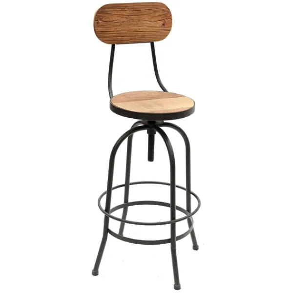 Bar Stools & Counter Height Stools-Kirkland's Home Adjustable Wood And Metal Industrial Bar Stool Brown
