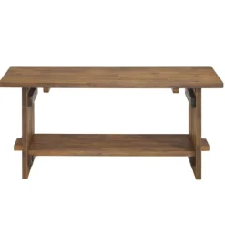 Benches & Ottomans-Kirkland's Home Aged Brown Acacia Wood Board Bench