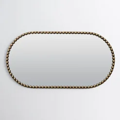 Decorative Mirrors-Kirkland's Home Aged Gold Beaded Frame Metal Wall Mirror