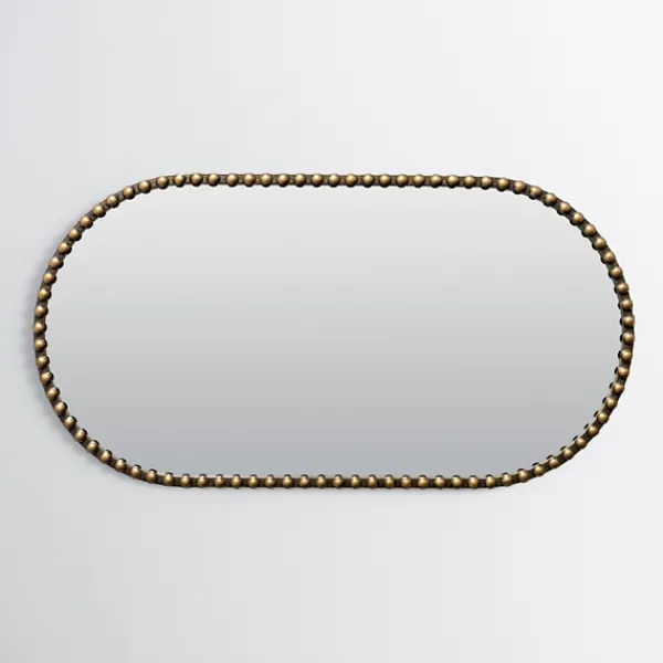 Decorative Mirrors-Kirkland's Home Aged Gold Beaded Frame Metal Wall Mirror