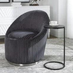 Accent & End Tables-Kirkland's Home Aged Metal Frame Slab Top Accent Table Black