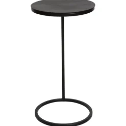 Accent & End Tables-Kirkland's Home Aged Metal Frame Slab Top Accent Table Black