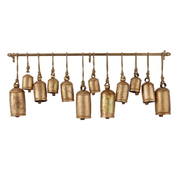 Decorative Accents-Kirkland's Home Aged Round Bells Wall Plaque Gold