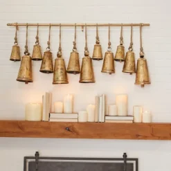 Decorative Accents-Kirkland's Home Aged Triangle Bells Wall Plaque Gold