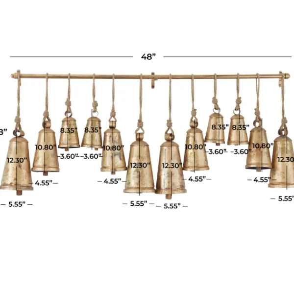 Decorative Accents-Kirkland's Home Aged Triangle Bells Wall Plaque Gold