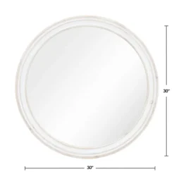Decorative Mirrors-Kirkland's Home Aged Wood Round Mirror White