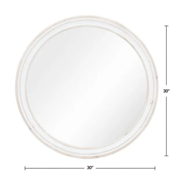 Decorative Mirrors-Kirkland's Home Aged Wood Round Mirror White