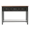 Console Tables-Kirkland's Home Ainsly Distressed Oak Top Console Table Black