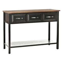 Console Tables-Kirkland's Home Ainsly Distressed Oak Top Console Table Black