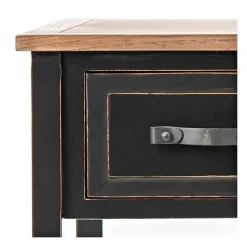 Console Tables-Kirkland's Home Ainsly Distressed Oak Top Console Table Black