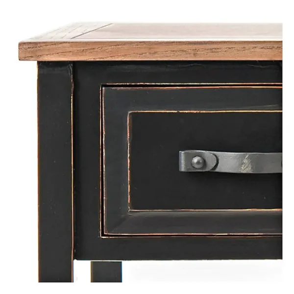 Console Tables-Kirkland's Home Ainsly Distressed Oak Top Console Table Black