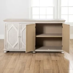 Cabinets & Sideboards-Kirkland's Home Alana Washed 4-Door Cabinet White