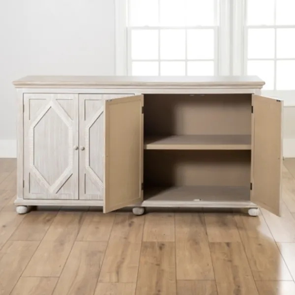 Cabinets & Sideboards-Kirkland's Home Alana Washed 4-Door Cabinet White