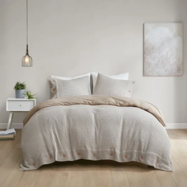 Duvets-Kirkland's Home Alaya 4-Pc. Full/Queen Waffle Duvet Set Tan