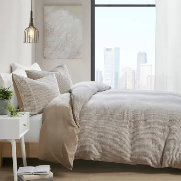 Duvets-Kirkland's Home Alaya 4-Pc. Full/Queen Waffle Duvet Set Tan