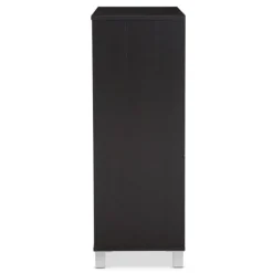 Entryway Furniture-Kirkland's Home Aldrich Black Slatted Shoe Storage Cabinet
