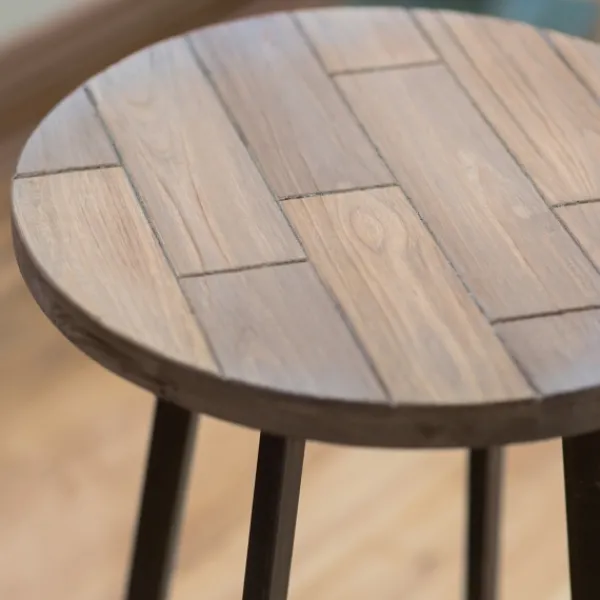 Accent & End Tables-Kirkland's Home Allie Natural Wood And Metal Accent Table Brown/Black
