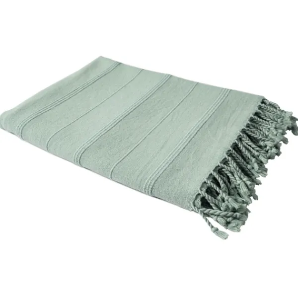 Blankets & Throws-Kirkland's Home Aloe Woven Stripes Cotton Throw Blue