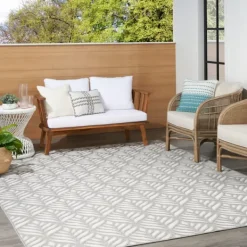 Outdoor Rugs-Kirkland's Home Aloha Ash Botanical Indoor/Outdoor Area Rug, 7X10 Green/White