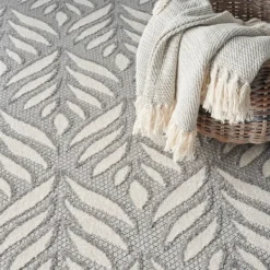 Outdoor Rugs-Kirkland's Home Aloha Ash Botanical Indoor/Outdoor Area Rug, 7X10 Green/White